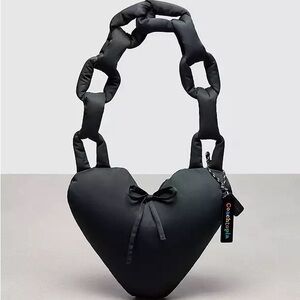 Heart-Shaped Black Shoulder Bag